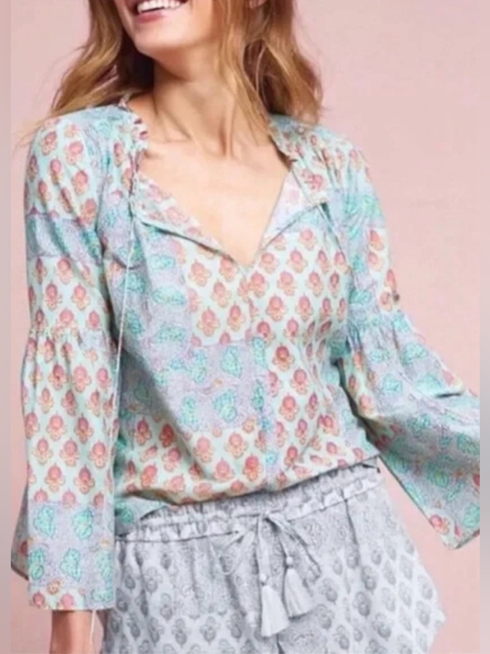 Anthropologie Lilka Sweetest Dreams Bell Sleeve Top Size Medium